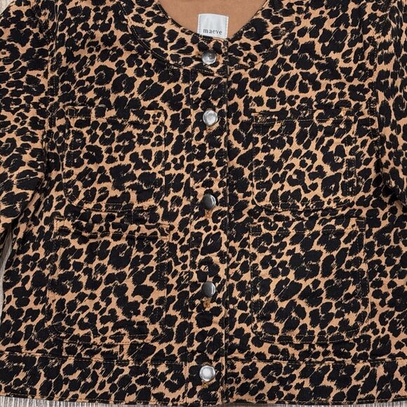 Anthropologie Maeve Jacket Womens Medium Leopard Print Cropped Button Pockets - Picture 8 of 12